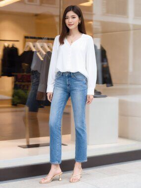 PAIGE (US 28) Kylie Ultra Crop Slim Straight Jeans